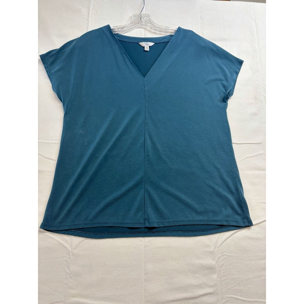 Women's Time And Tru Short Sleeve Pull Over Top Torguise Size Medium